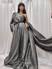 Fabric Sold By The Yard Gun Metal Brocade Jacquard Textured Metallic Jacquard
