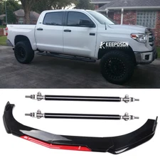 Front Bumper Lip Chin Spoiler Splitter Body Kit + Strut Rods For Toyota Tundra