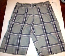New Volcom sz 8 youth boys boardshort swimsuit green plaid hybrid board shorts