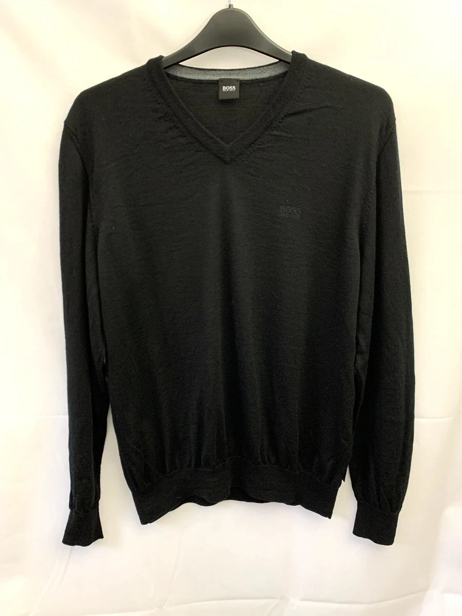 Black jumper best sale mens hugo boss