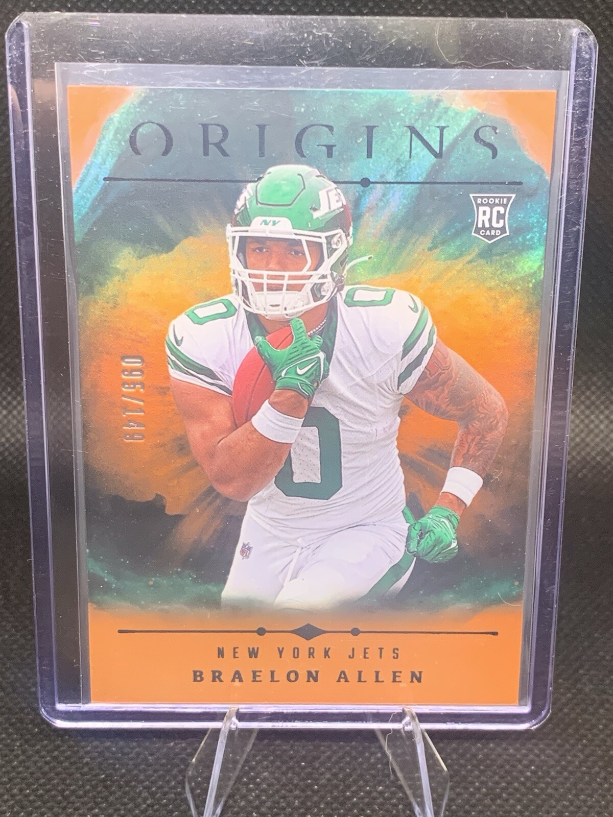 Braelon Allen 2024 Panini Origins Holo Orange #101 Rookie #/149 New York Jets