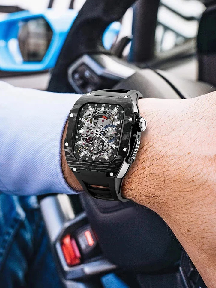 Kit Modos de Lujo Estuche de Fibra de Carbono para Apple Watch 40,41,44,45mm Goma Deportes Foto 2 de 4