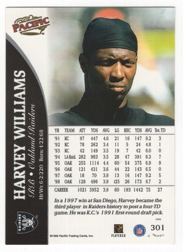 1999 Pacific Football Set Break - Cards #226-450 Pt.2 - 第 123/373 張圖片