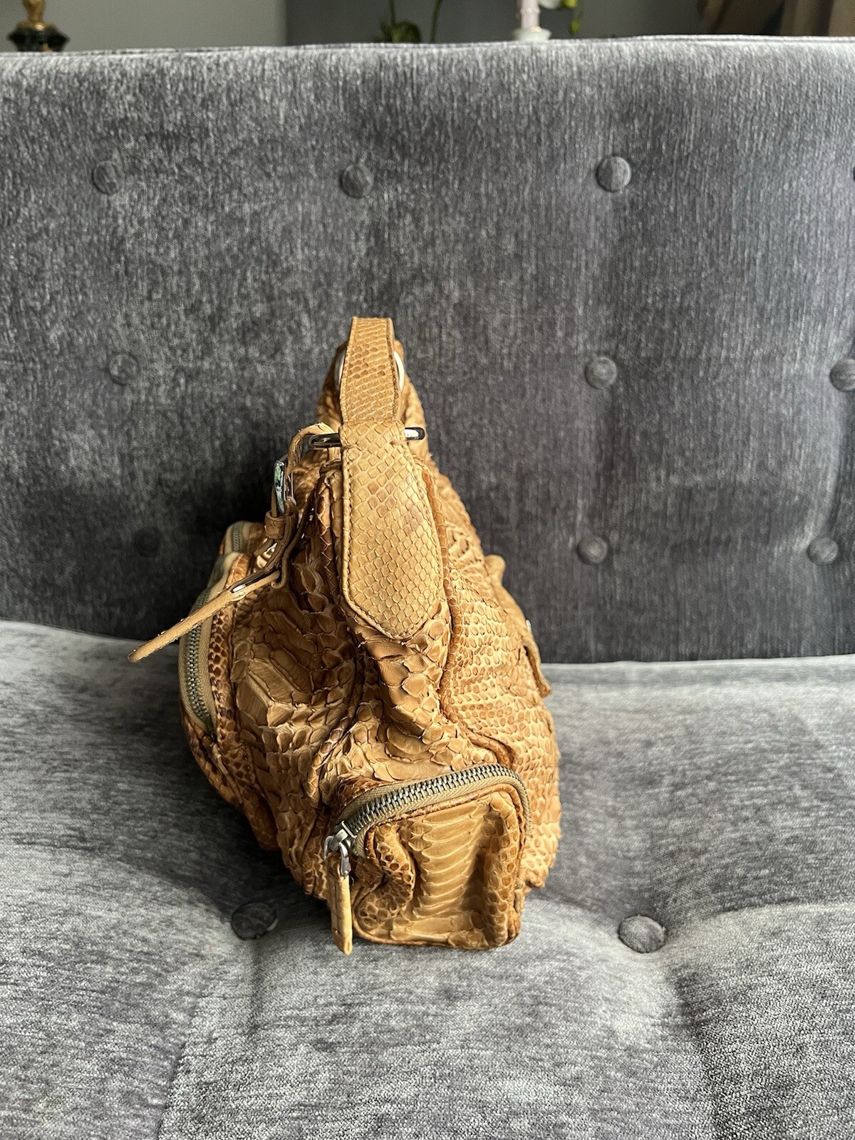 Auth.PRADA real Python skin Shoulder Bag, Mint wi… - image 16