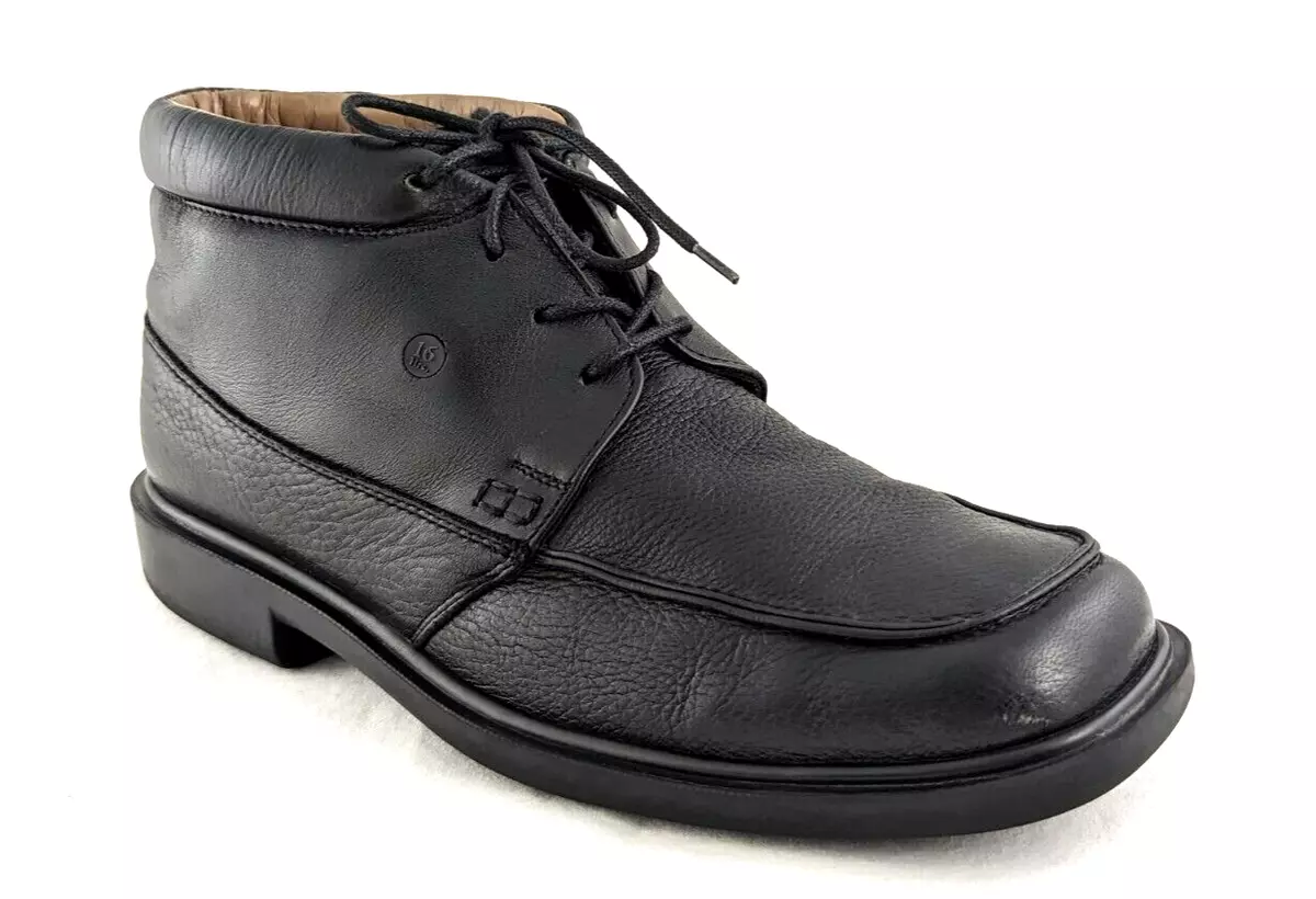 JARKING 16 Hours Mens Deerskin Leather Ankle Boots Black Comfort