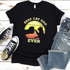 Best Cat Dad Ever Funny Cat Lover Gift For Men Tee, T-Shirt size L