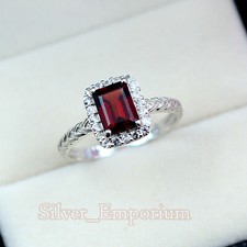 January Birthstone Natural Garnet Gemstone 925 Sterling Silver Weding Women Ring
