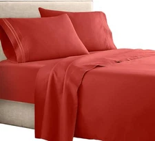 Clara Clark ® Supreme 1500 Collection 4pc Bed Sheet Set - Queen Queen, Orange 