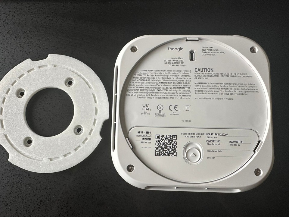 Google Nest Protect Smoke & Carbon Monoxide Alarm Battery White