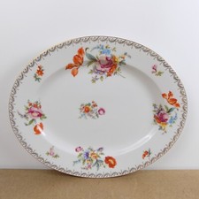 Tirschenreuth Old Meissen 14.5" Oval Platter VGC Dresden Flowers