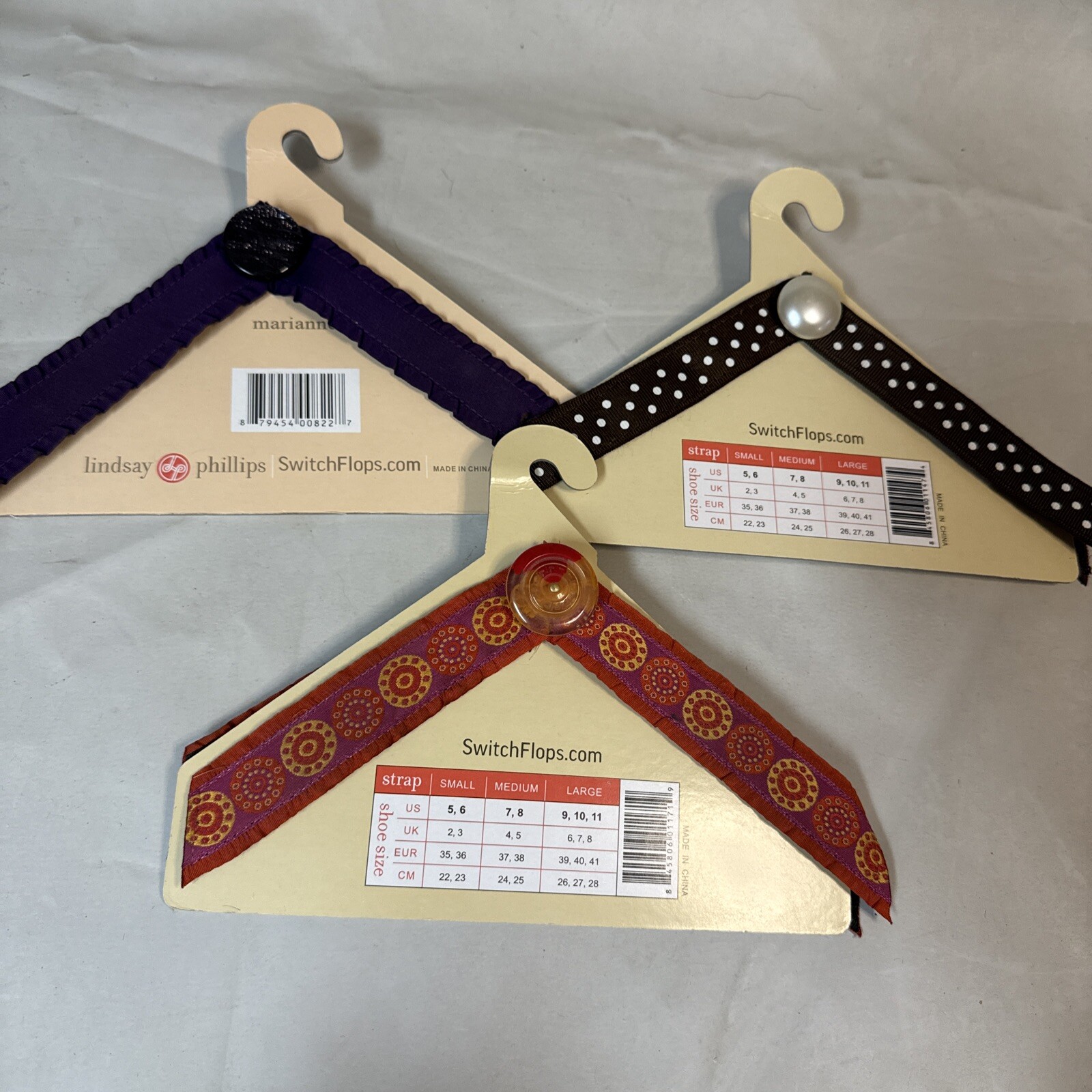 Lotto 3 infradito interruttore grandi 9 10 11 cinghie Lindsay Phillips per flip interruttore