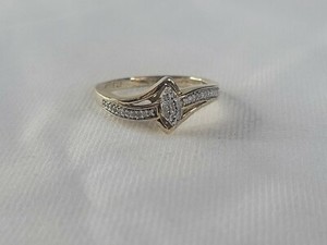 Authentic 10K Yellow Gold Plated Sterling Silver 0.25 CTTW Diamond Ring Size 7 MSRP $1000