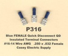 50 Blue FEMALE Quick Disconnect QD Terminal Connector 16-14 Wire Gauge .250 Tab