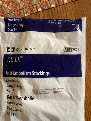 Covidien T.E.D. Anti-Embolism Stockings Knee Hi Lg Lng Size F-  OT 7594 Lot of 3