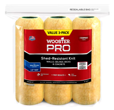 Wooster Pro Surpass Fabric Shed-Resistant Knit, 9 in. x 1/2 in. - 3 Pack
