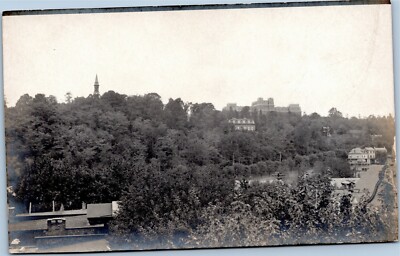 City buildings among trees - Velox 1908 RPPC