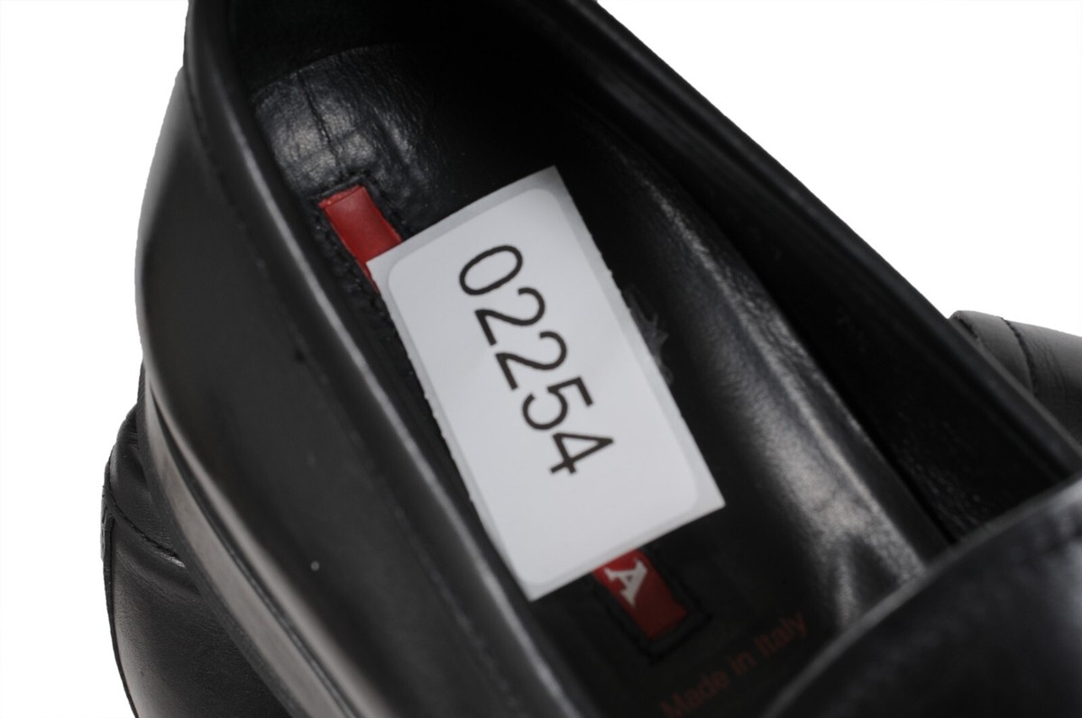 Prada Loafers Size US8.5 UK7.5 Black Leather Sport Rubber 