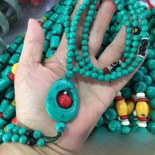 Turquoise 108 Buddha Beads Bracelet Necklace Tibetan