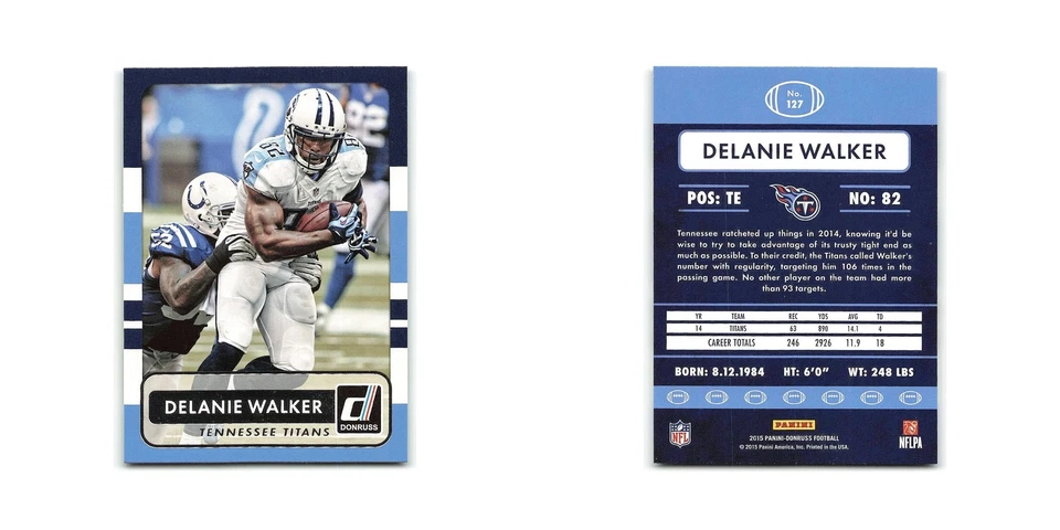 Delanie Walker 2015 Donruss #127 Tennessee Titans Football Card NM - Image 3 of 3