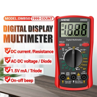 DM850 LCD Digital Multimeter AC DC Tester Resistance Frequency Meter  1999Counts