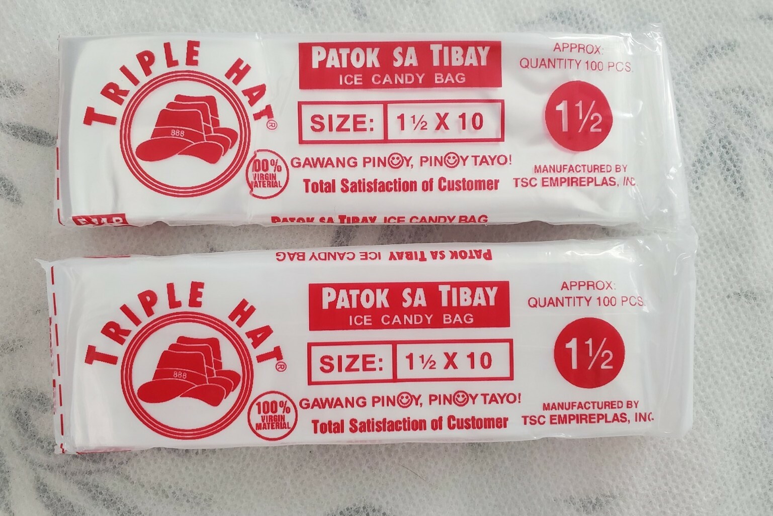 Lot Of 2 (200pcs) Ice Candy Wrapper, Ice Candy Bags, Size 1-1/2  x 10 inches