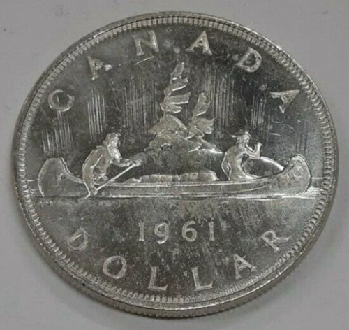 1961 Canada 80% Silver Dollar Coin $1 BU - Queen Elizabeth II