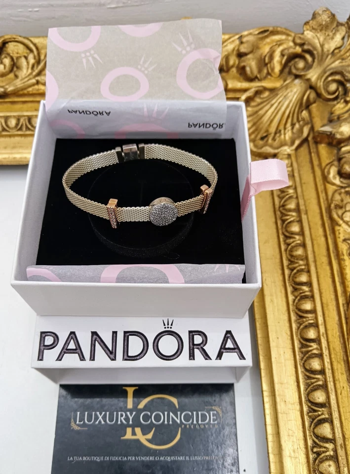 PANDORA Armband Reflexions Gold Pink Mit 3 Charms Mis. 16,5 Full Set