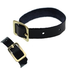 Bulk 25 Pack - Black Genuine Leather 6 Inch Luggage Tag Loop Straps with Buckle