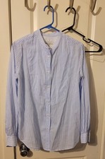 Officine General Soft Collar Shirt Striped Light Blue Size M
