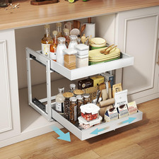 2-Tier Expandable Pull Out Cabinet Organizer - Slide Out Drawers for Kitchen Cab