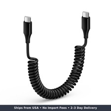 Iphone 18 Pro Max 17 16e 16 15 Charger Cable 3 ft For Car Coiled USB C To C