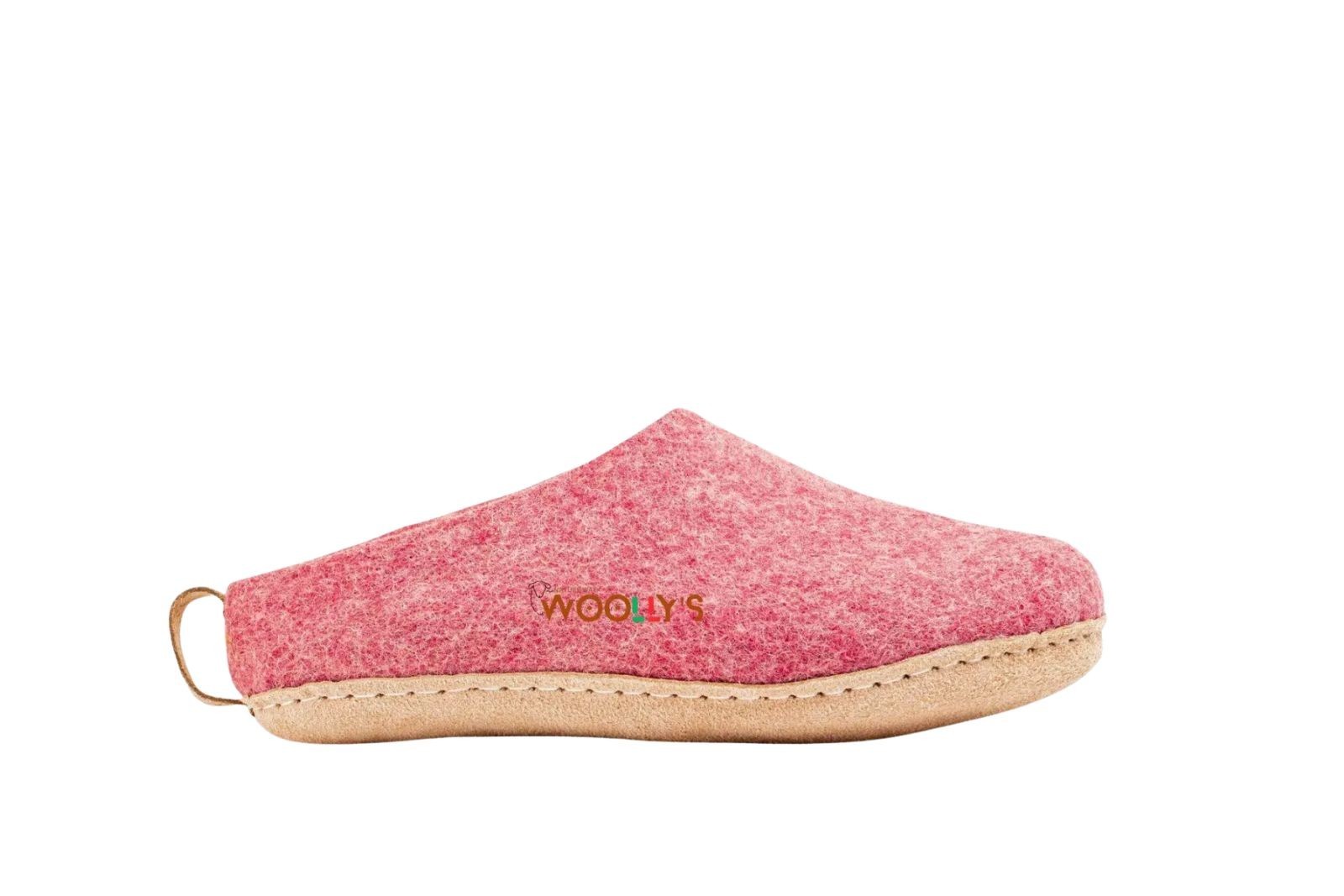 SAOLA Ciabatte Woollyes da interno con tacco aperto e suola in pelle rosa ciliegia comode