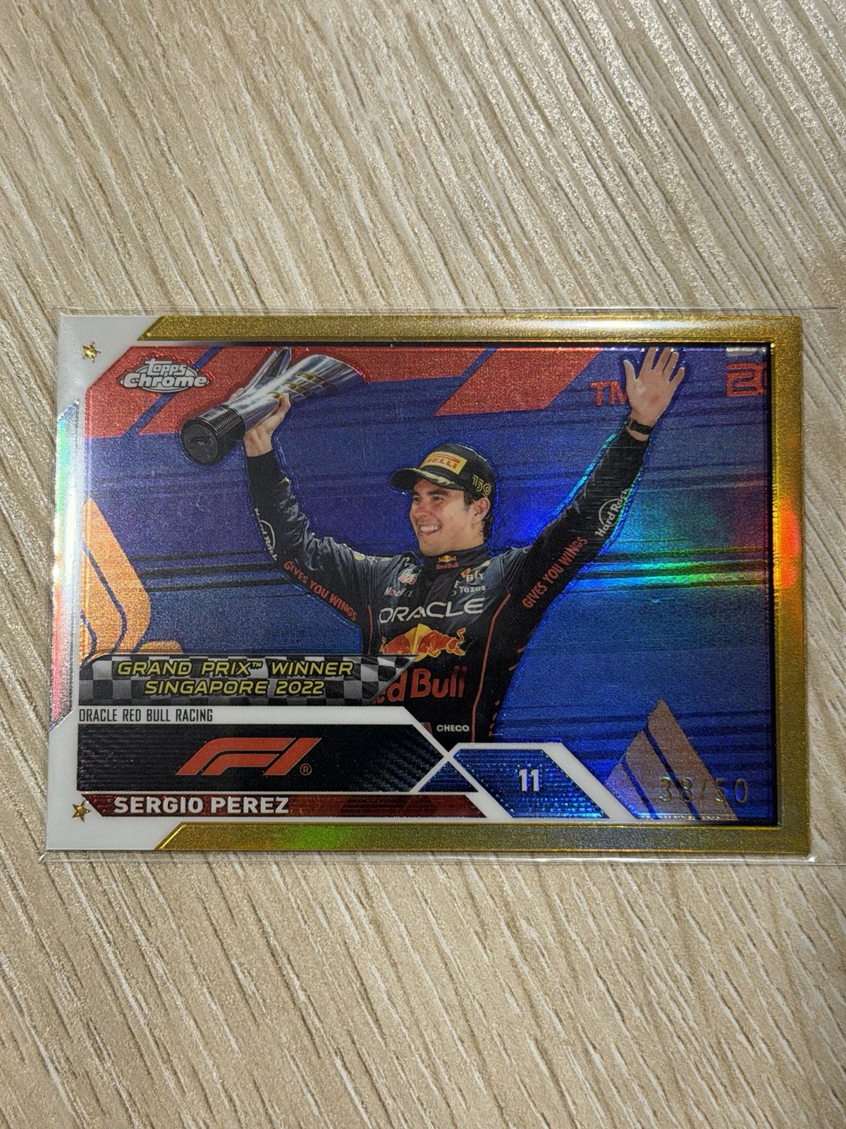 2023 Topps Chrome Formula 1 - GP Winner Sergio Perez #160 Gold Refractor /50 SP!