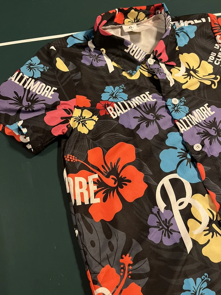 NEW Baltimore Orioles Hawaiian Shirt Giveaway MEDIUM City Connect MLB Floral - Image 4 of 4