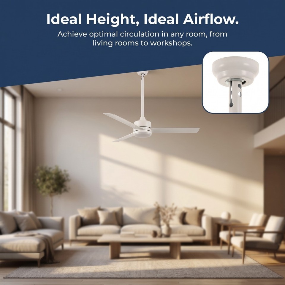 Universal White Metal Fan Downrod Extension Rod for Indoor Ceiling Fans ...