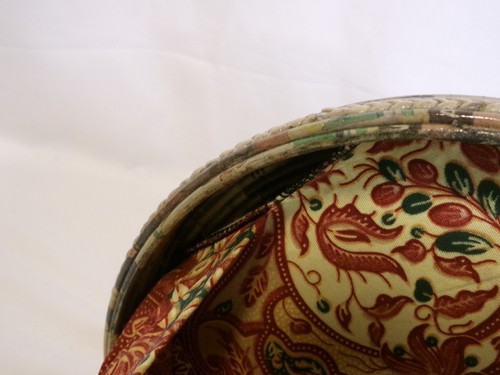 Boho Round Woven Newspaper Crossbody Bag with Leather Strap - Picture 12 of 15