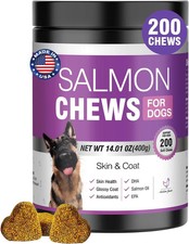 Omega 3 Skin and Coat Supplement for Dogs 200 Chews Dog Fish Oil Supplements wit