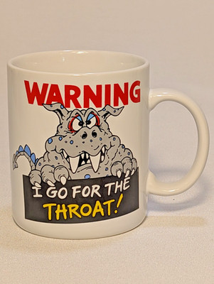 Warning I go for the Throat  monster coffee cup mug hallmark shoebox greetings