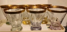 Bombay Poland | 24kt Gold Rim Wheat Etched Multicolor Based Cocktail | Set of 6