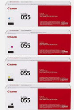 Canon 055 Toner Set BK/C/M/Y, Genuine, OEM, High Yield, 4-Pack, Sealed