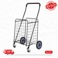  HOT SALE Mainstays Heavy Duty Metal Rolling Utility Cart Foldable Shopping Cart