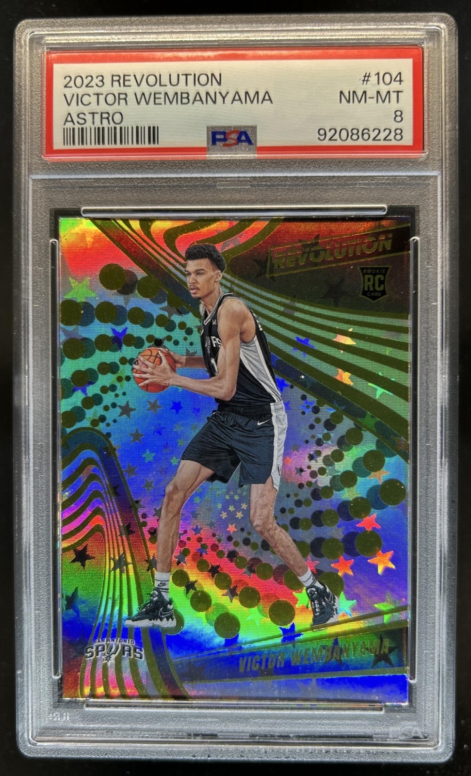 2023-24 Panini Revolution Victor Wembanyama RC Astro Rookie #104 Spurs PSA 8 view 1
