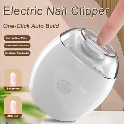 Electric Nail File Drill With Light Rechargeable Manicure Pedicure Nail Trimm -