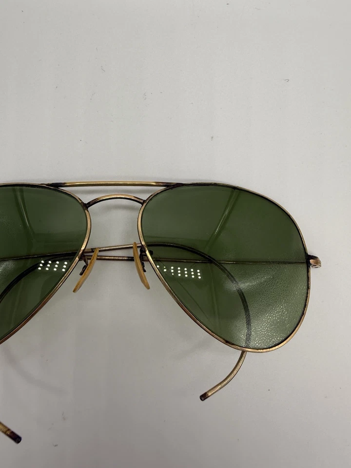Gafas de sol doradas vintage años 40-50 gancho aviador sin marca leer 1/10 12K GF Foto 3 de 4
