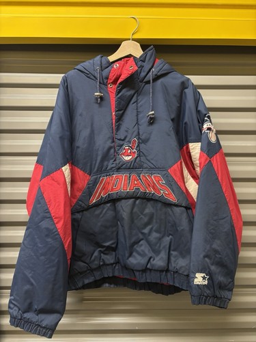 Veste pull vintage starter Cleveland Indians homme XL chef Wahoo