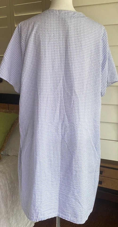 Croft $ Barrow Lavanda SEERSUCKER HOUSE VESTIDO BATA 1X PLUS Bolsillos con Cremallera Completa Foto 4 de 4