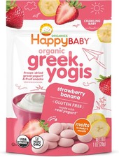 Happy Baby Organics Greek Yogis Freeze-Dried Snacks, 1 oz, Strawberry Banana