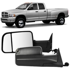 Pair Tow Mirrors Fit Ram 1500-3500 1998-2002 Pwr Htd Turn Sig Black Manual Fold