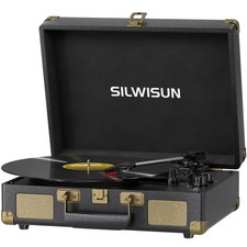 Vinyl Record Player with Speaker Bluetooth Retro Turntable Journey Gift, Black