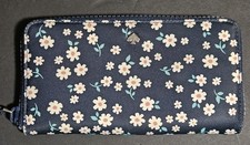 Kate Spade New York Jae Large Continental Wallet Navy with White Floral Pattern